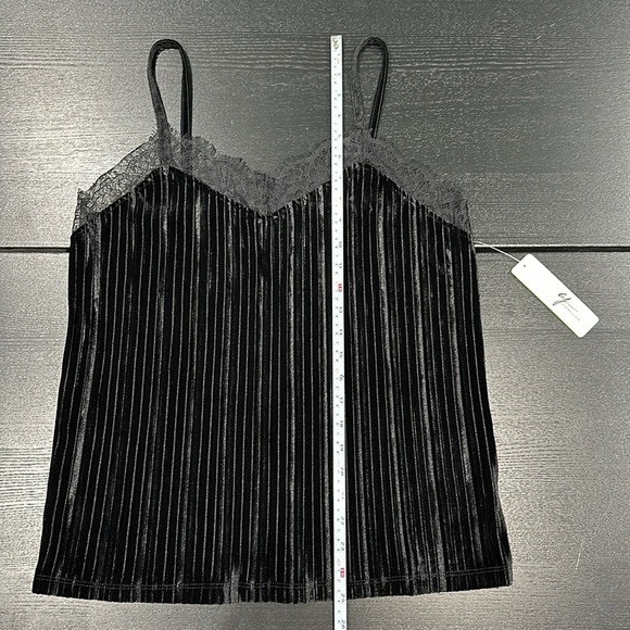 Andrea Jovine Black Velvet Tank Top with Lace Trim - M - Picture 9 of 10